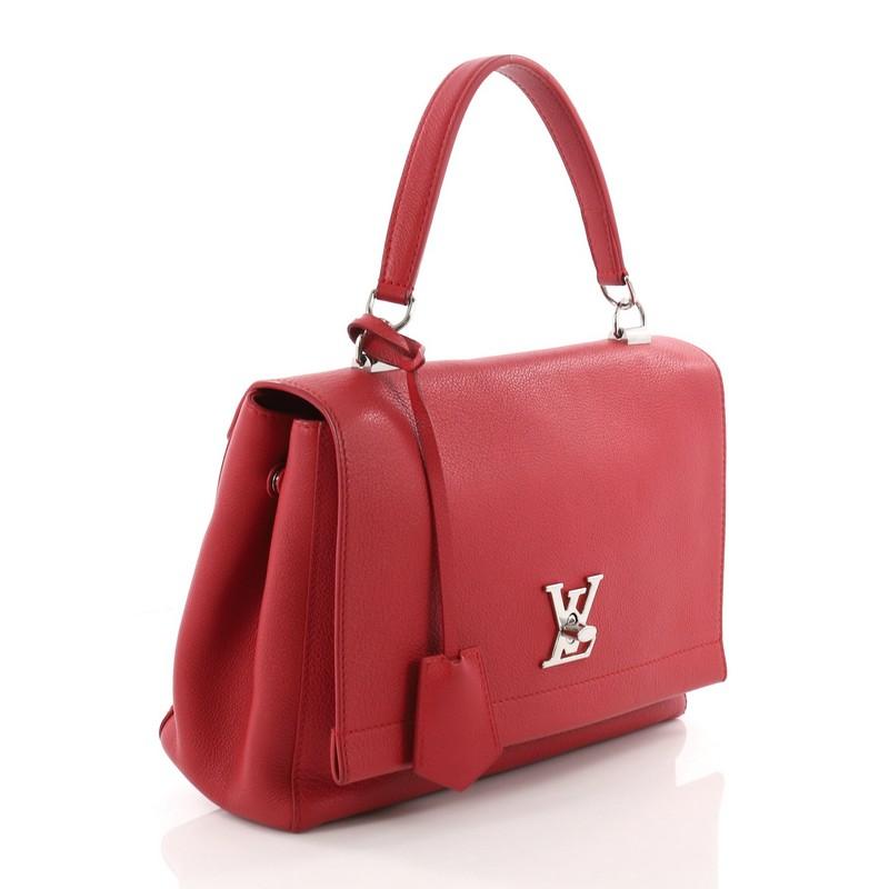 Red Louis Vuitton Lockme II Handbag Leather