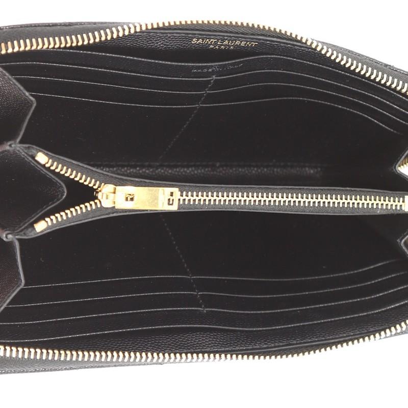 Women's  Saint Laurent Classic Monogram Zip Around Wallet Matelasse Chevron Leather