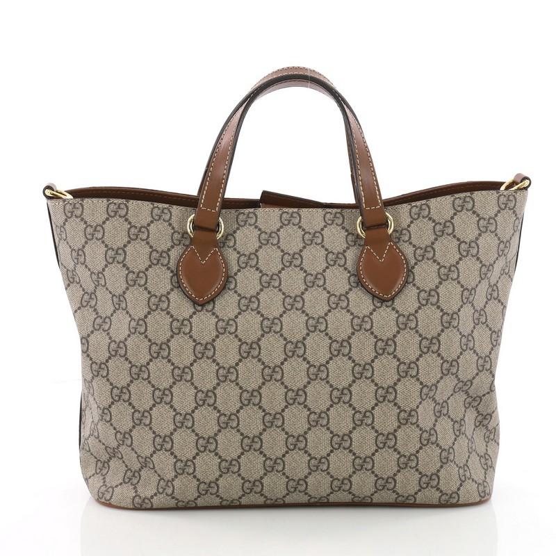 Gucci Convertible Soft Tote GG Coated Canvas Small In Excellent Condition In NY, NY