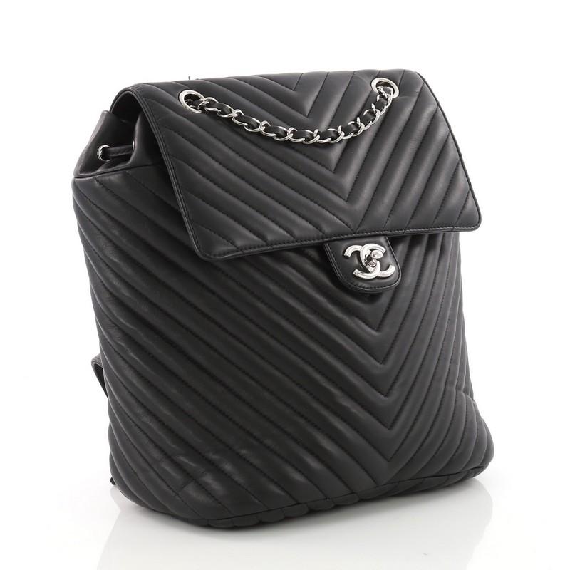 Black Chanel Urban Spirit Backpack Chevron Calfskin Large