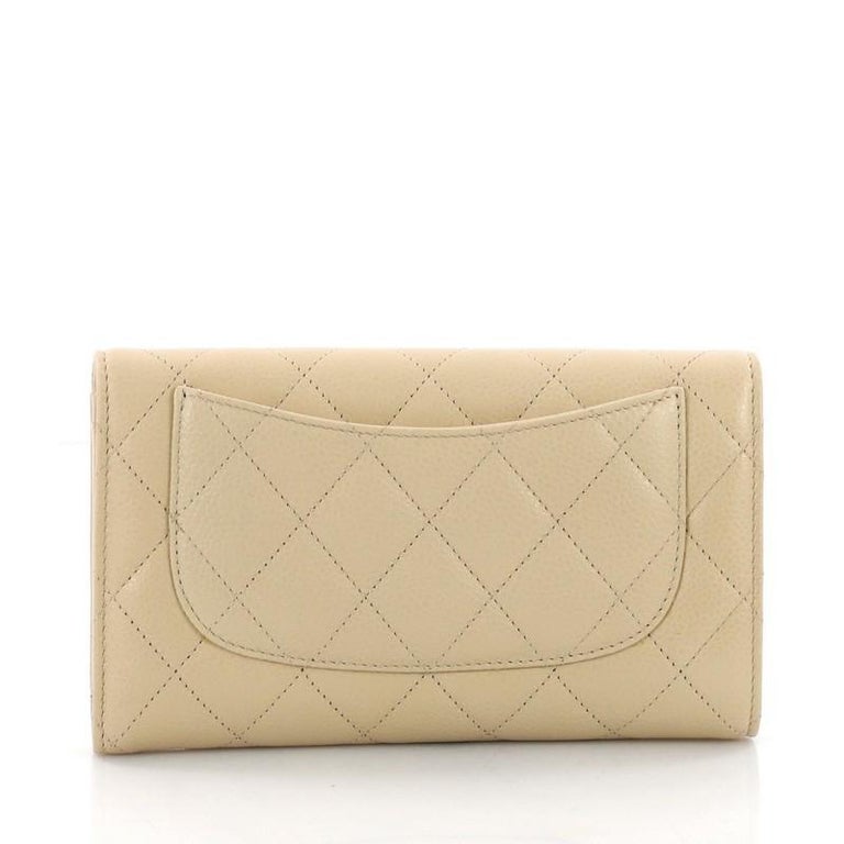 Chanel CC Gusset Classic Flap Wallet Quilted Caviar Long at