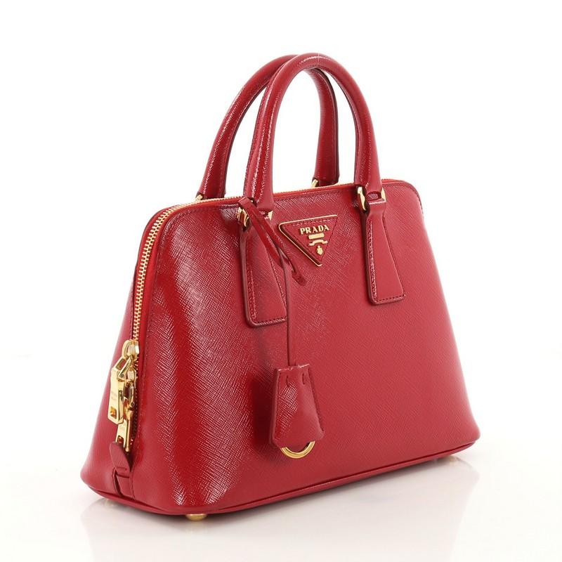 Red Prada Promenade Handbag Vernice Saffiano Leather Small