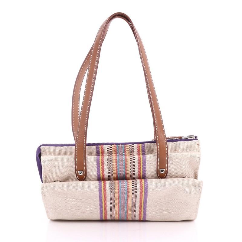 Hermes Mira Ganges Tote Rainbow Toile Tall In Good Condition In NY, NY