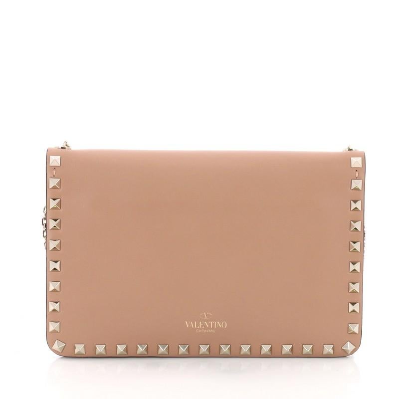 Valentino Rockstud Chain Flap Shoulder Bag Leather Small In Excellent Condition In NY, NY
