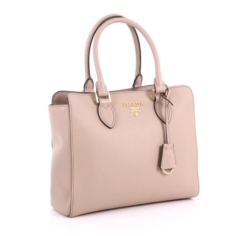 Beige Prada Convertible Open Tote Saffiano Leather Small