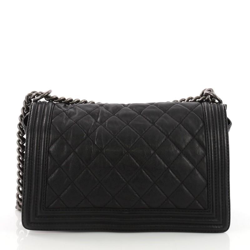 Black Chanel Paris-Dallas Compartment Boy Flap Bag Quilted Calfskin with Metal