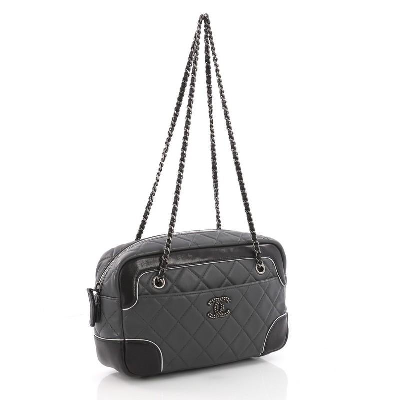 Black Chanel Two-Tone Camera Chain Bag Quilted Calfskin Medium