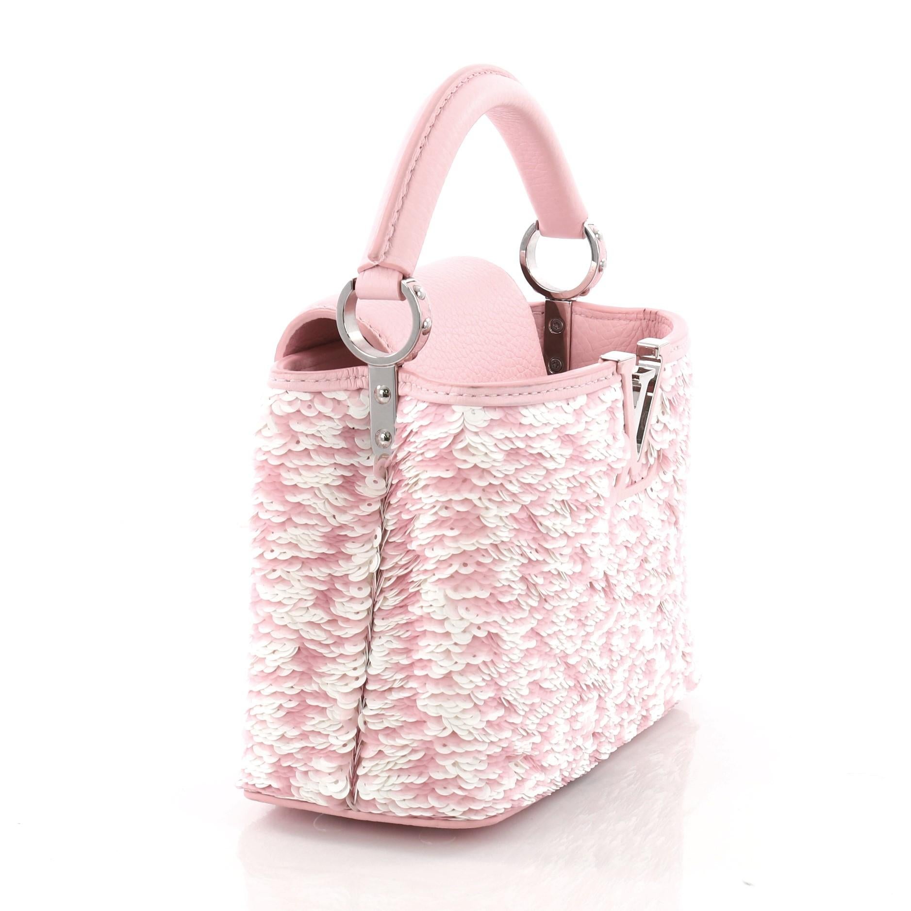 Beige Louis Vuitton Capucines Handbag Sequins Mini
