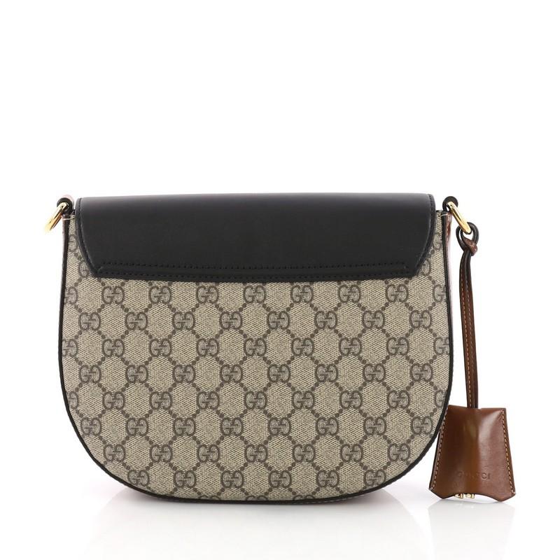 Gucci Padlock Saddle Shoulder Bag GG Coated Canvas and Leather Medium In Good Condition In NY, NY