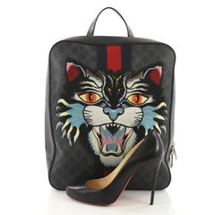 Gucci Angry Cat Web Backpack GG Coated Canvas with Applique Medium