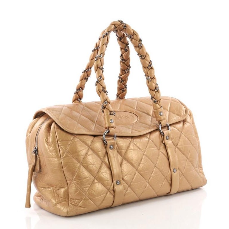 Chanel Lady Braid Flap Tote Quilted Distressed Lambskin Large