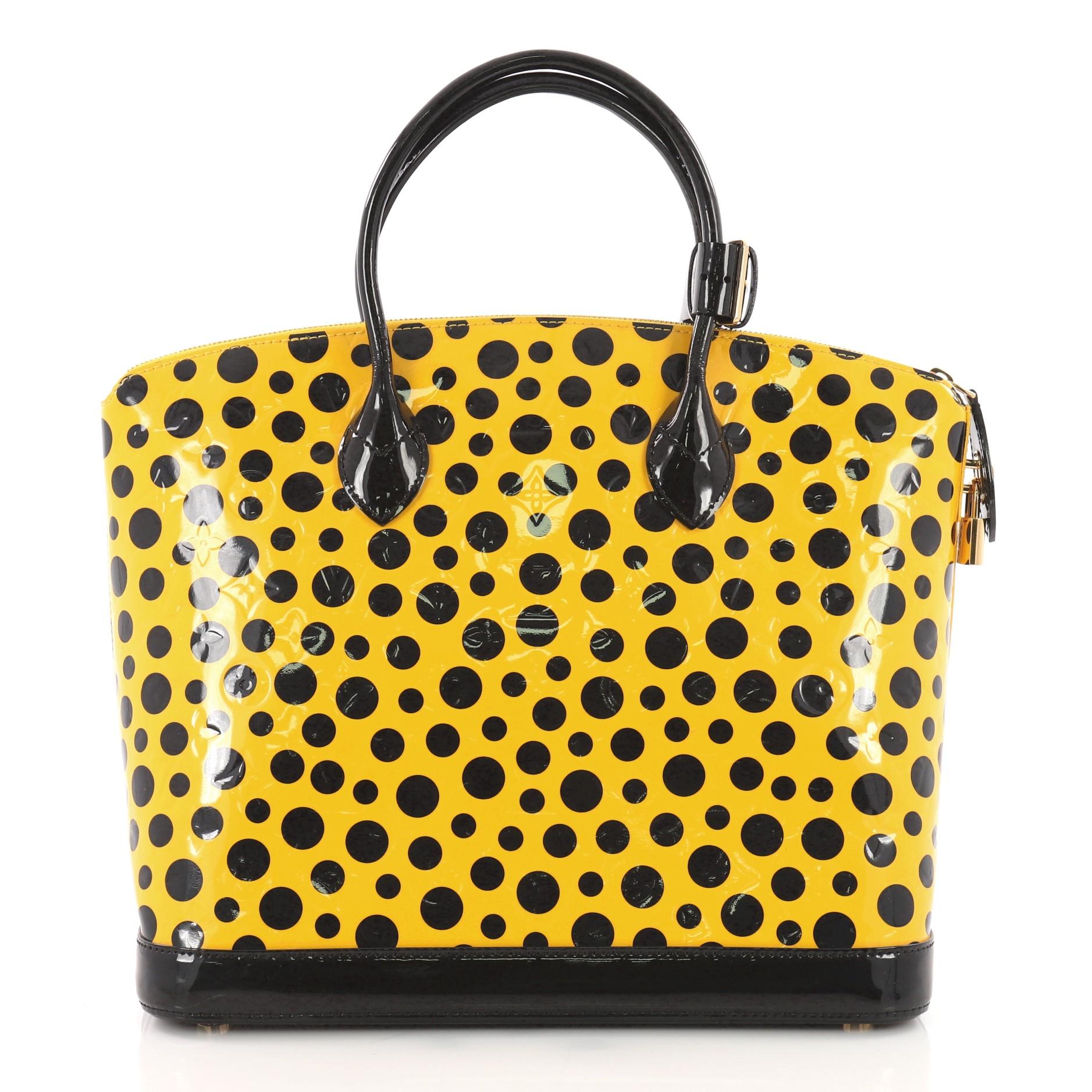 Louis Vuitton Lockit Handbag Monogram Vernis Kusama Infinity Dots MM In Good Condition In NY, NY