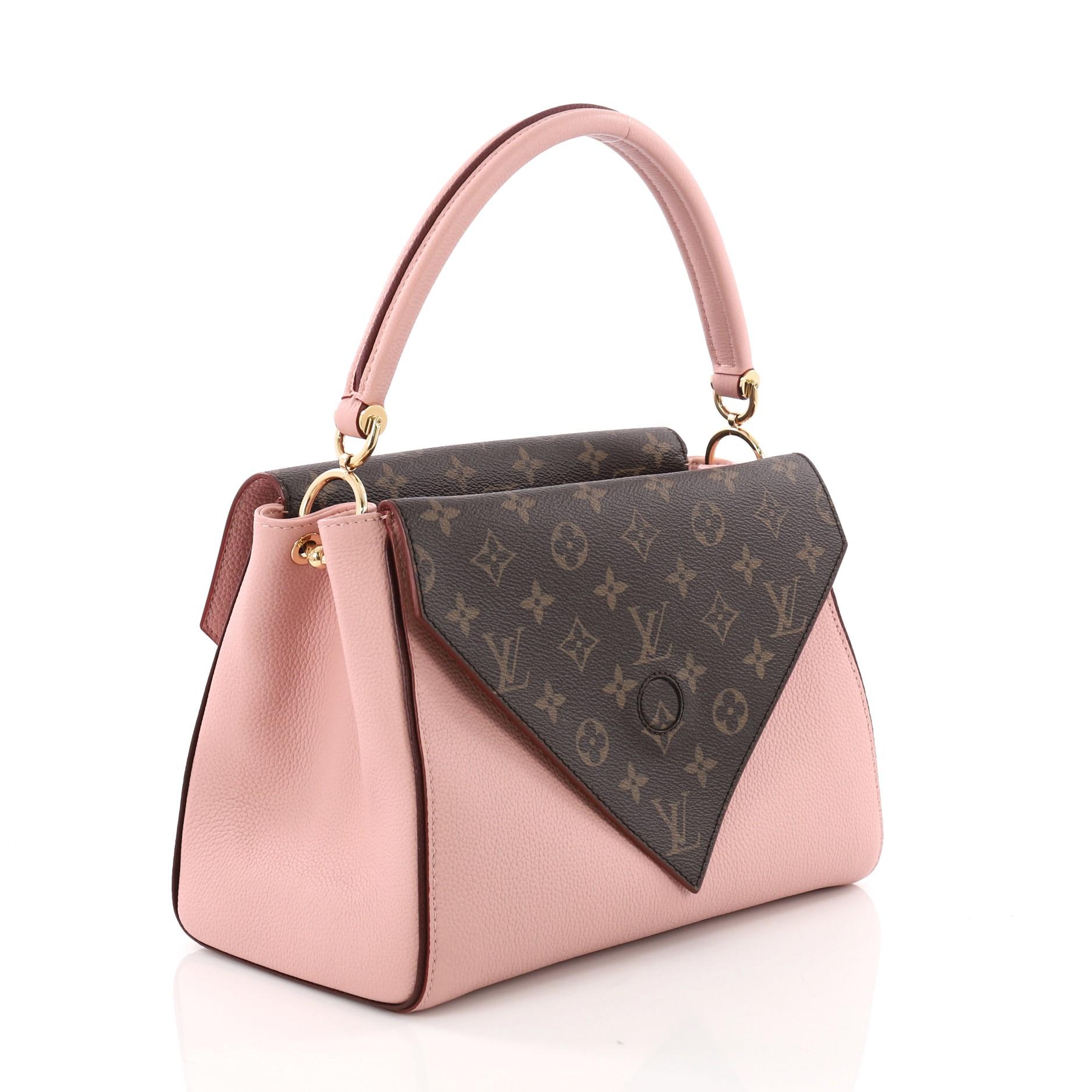 Beige Louis Vuitton Double V Handbag Calfskin and Monogram Canvas