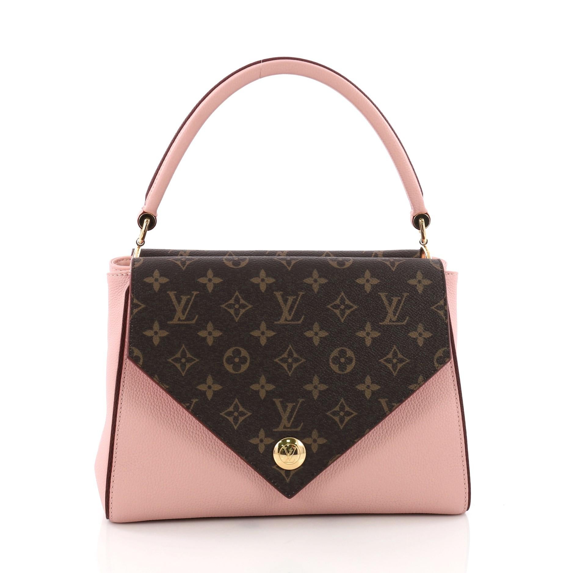 Louis Vuitton Double V Handbag Calfskin and Monogram Canvas In Good Condition In NY, NY