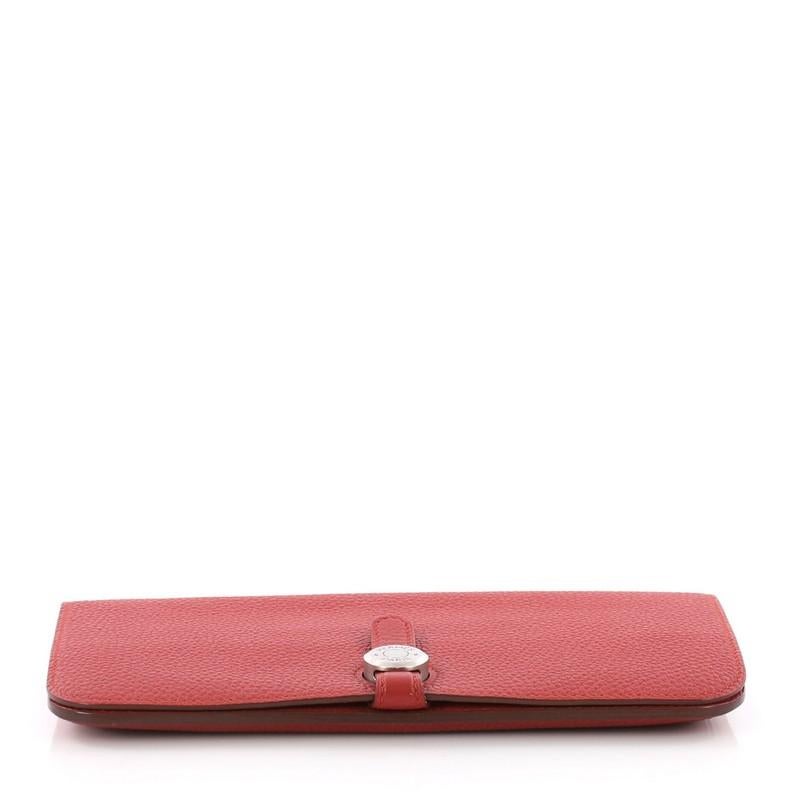 Red Hermes Dogon Recto Verso Wallet Leather