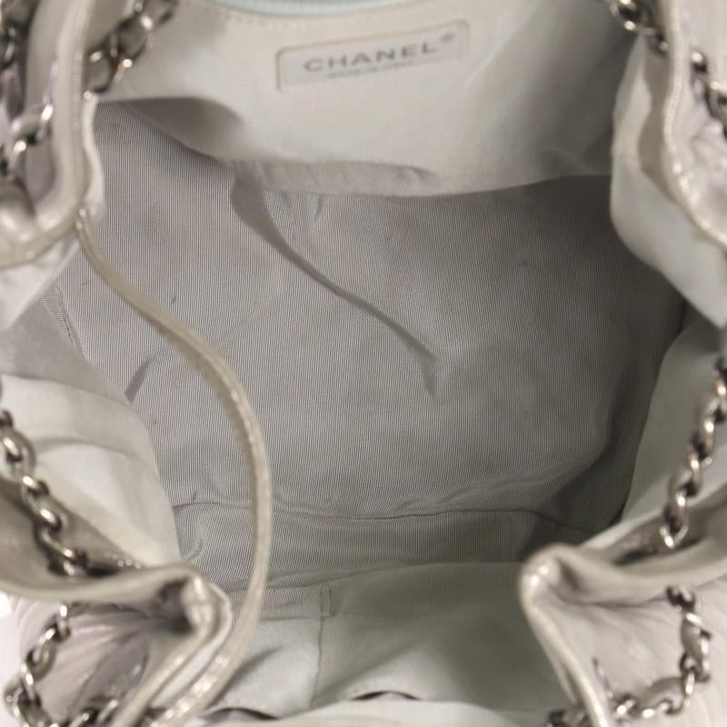 Gray Chanel Urban Spirit Drawstring Bag Iridescent Chevron Calfskin Large