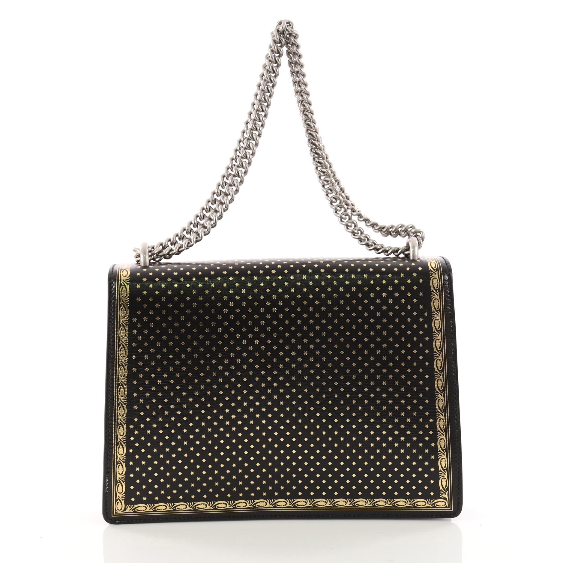 Black Gucci Dionysus Handbag Limited Edition Printed Leather Medium