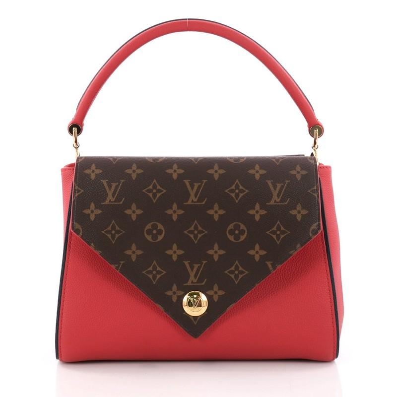 Louis Vuitton Double V Handbag Calfskin and Monogram Canvas In Excellent Condition In NY, NY