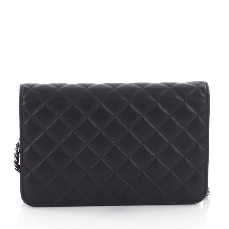 Chanel Diamond CC Wallet on Chain Quilted Lambskin In Good Condition In NY, NY