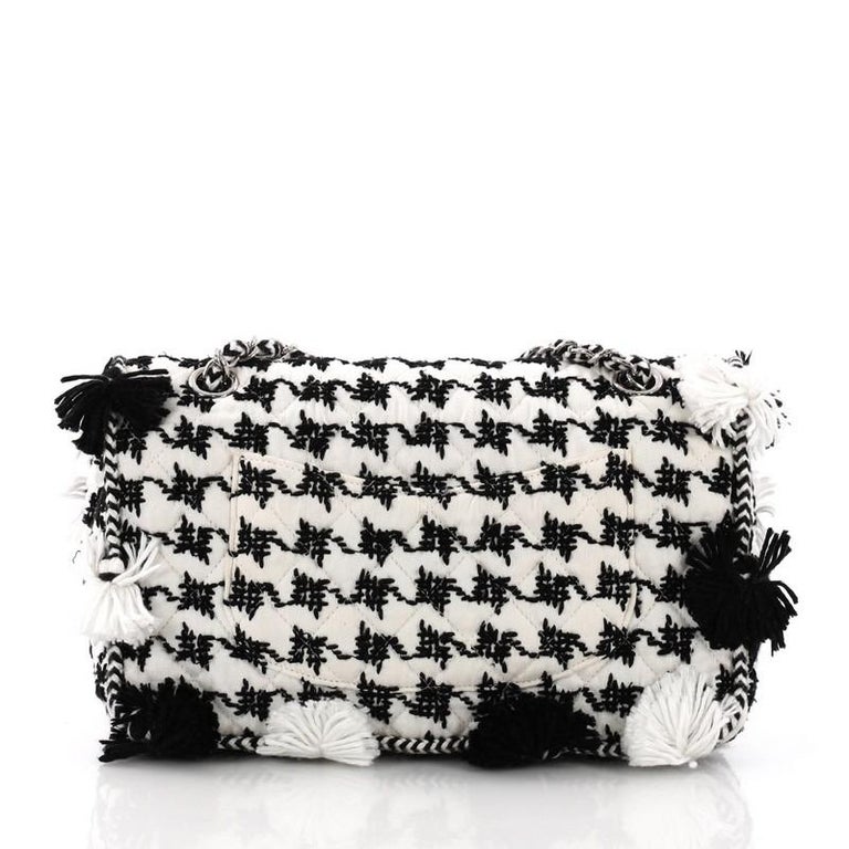 Chanel Limited Edition Pom Pom Flap Bag Houndstooth Print Quilted ...