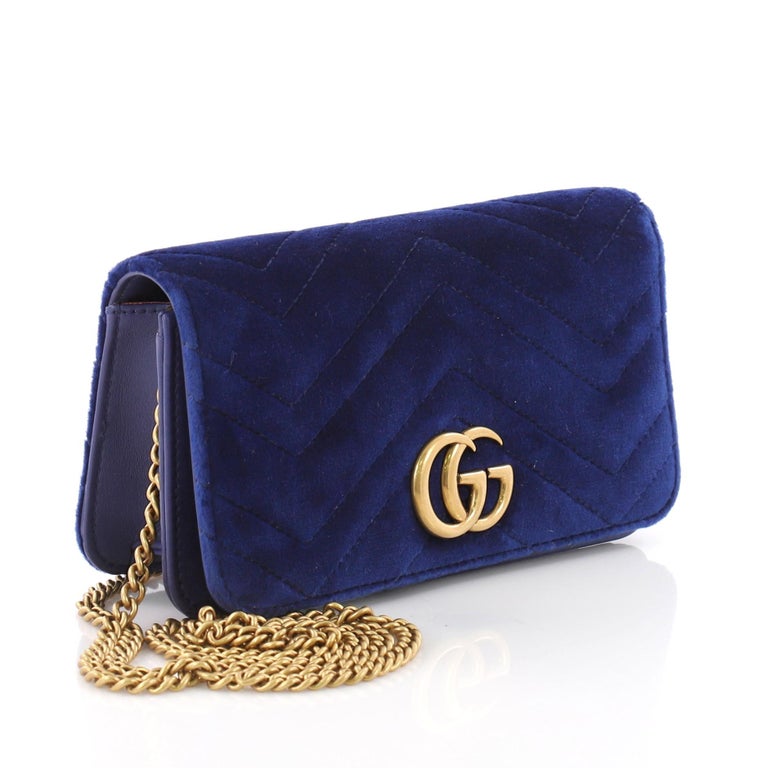 Gucci GG Marmont Chain Flap Bag Matelasse Velvet Mini at 1stdibs