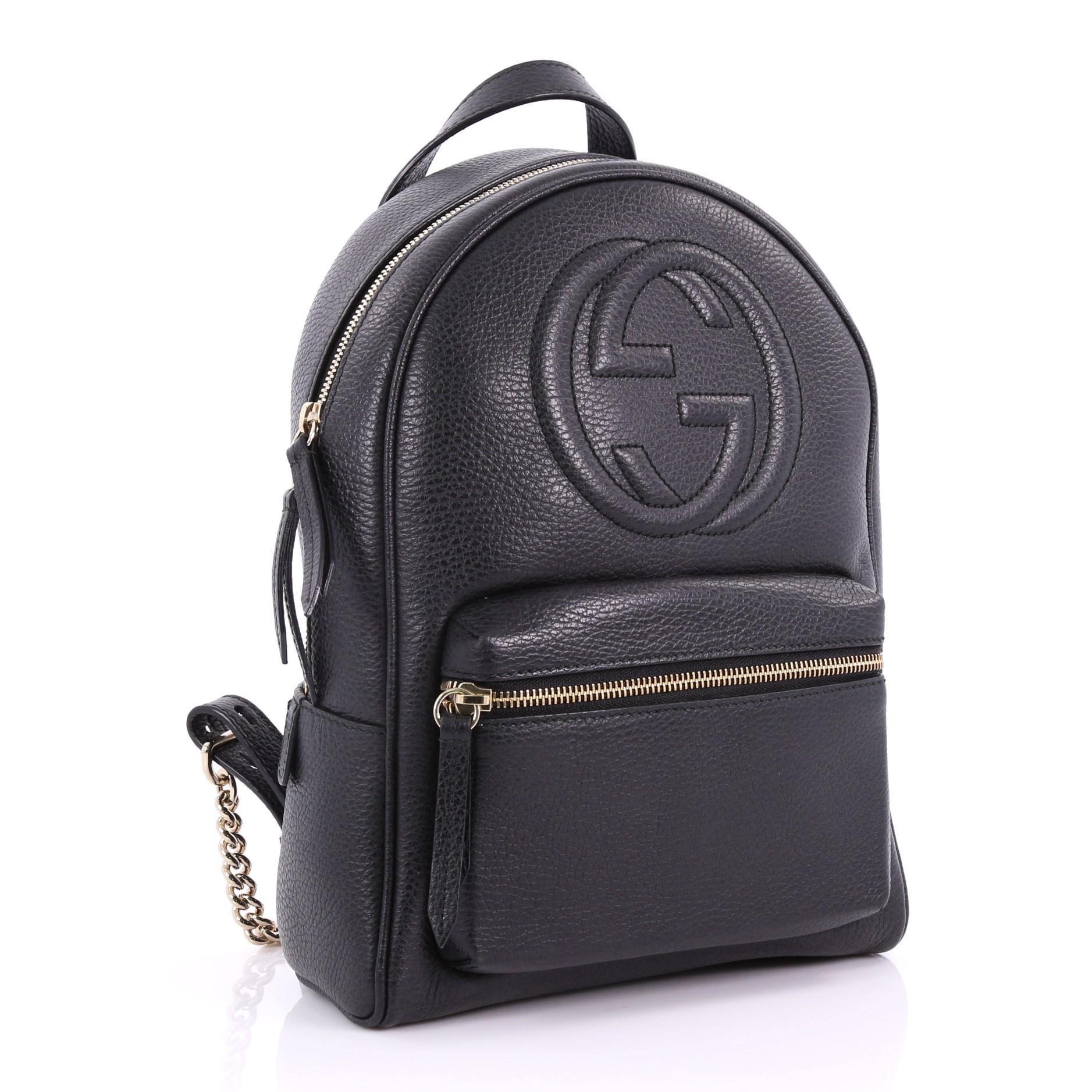 Black Gucci Soho Chain Backpack Leather,