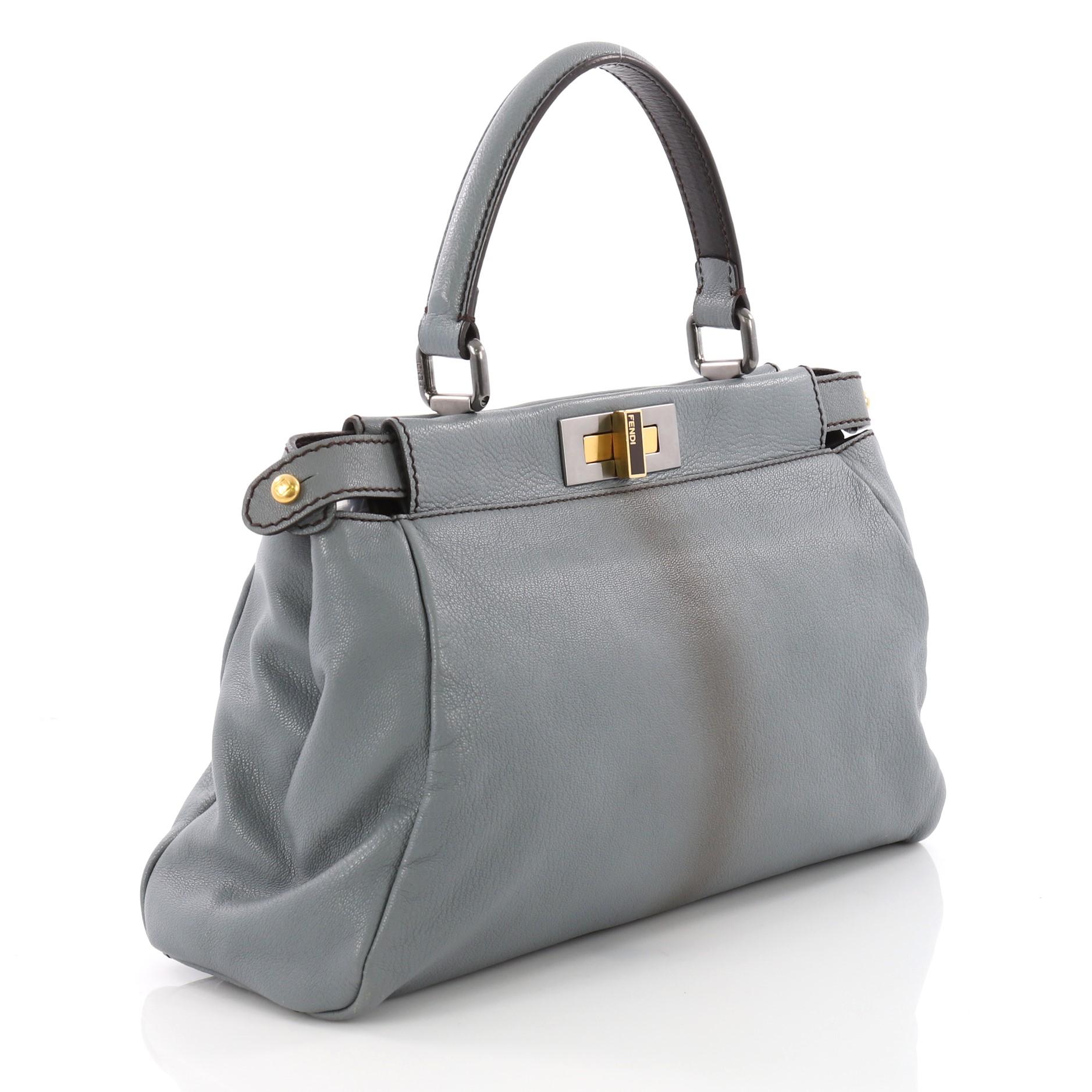 Gray Fendi Peekaboo Handbag Ombre Leather Regular