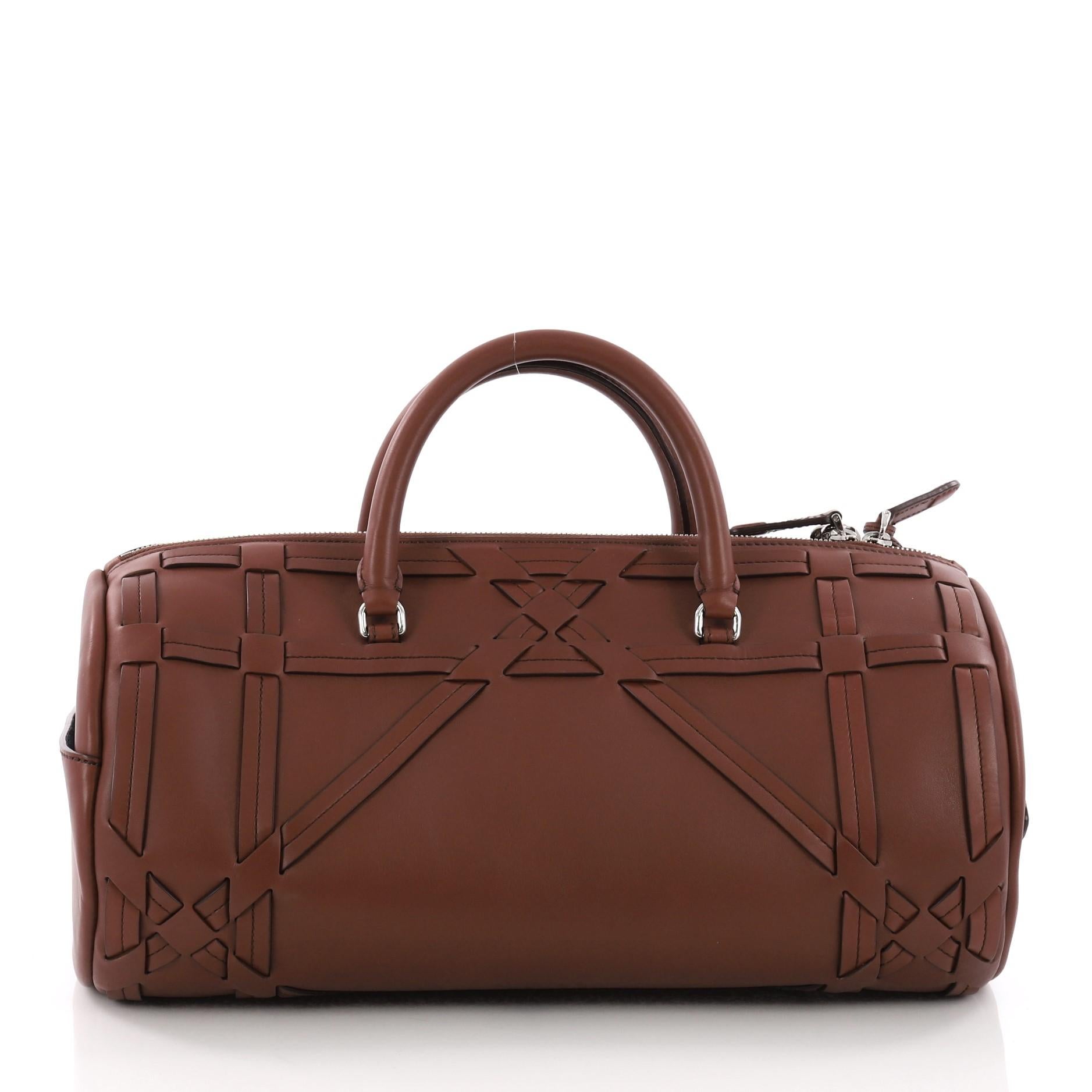 Brown Christian Dior Connect Duffle Bag Giant Cannage Woven Leather