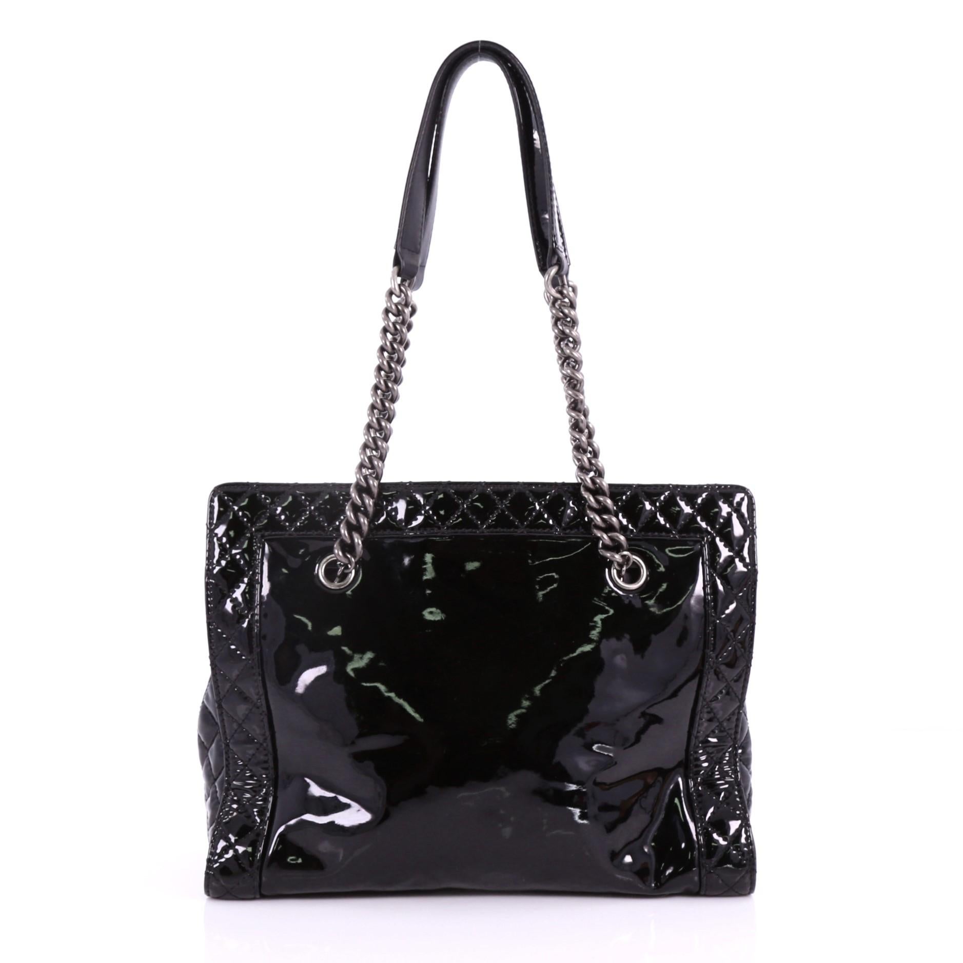 Chanel Reverso Boy Chain Tote Patent Medium In Good Condition In NY, NY