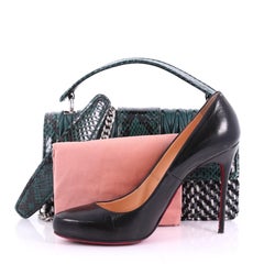 Miu Miu Cleo Top Handle Bag Matelasse Leather with Woven Tweed and Snakeskin Det