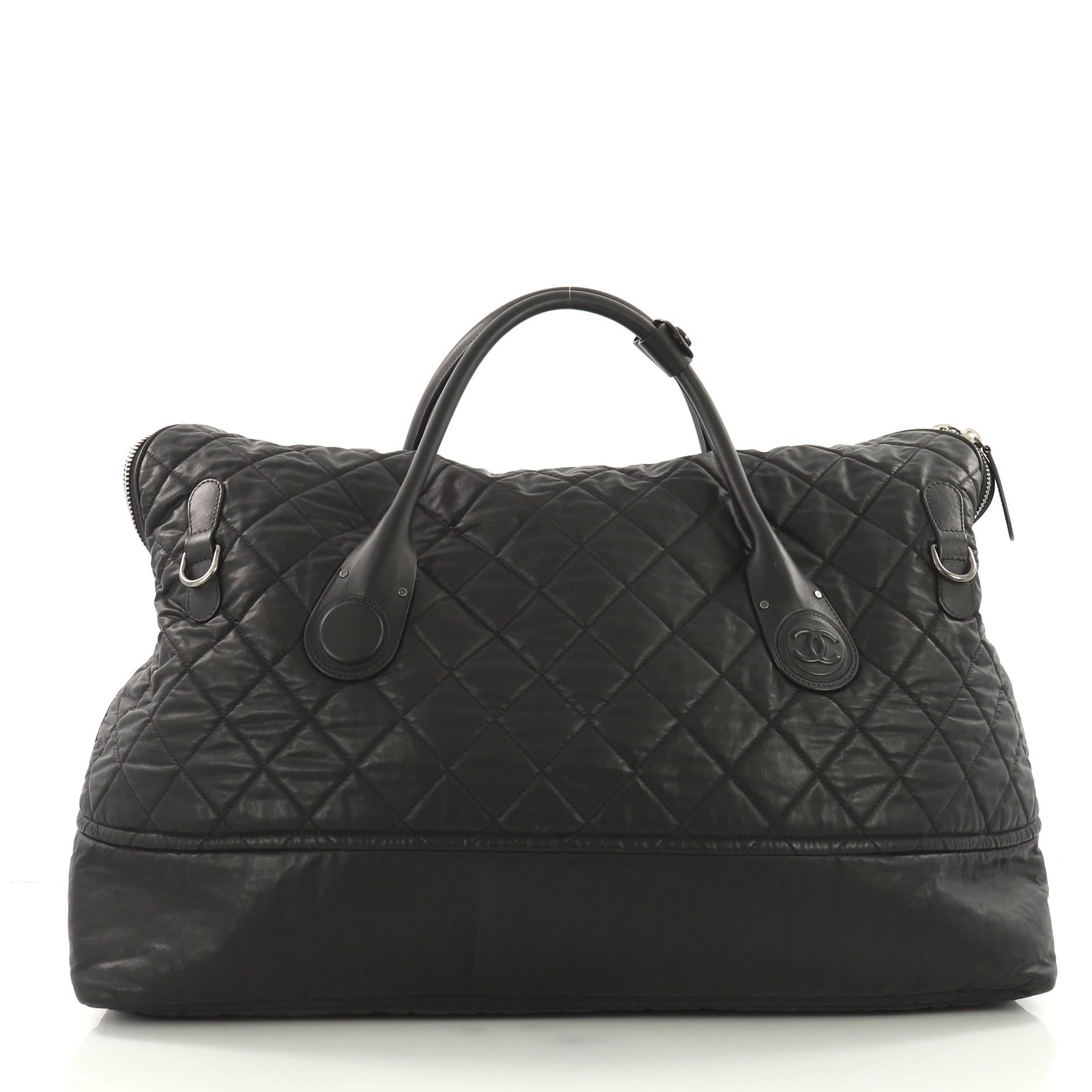 Chanel Horizontal Sport Weekender Bag Quilted Coated Canvas XL In Excellent Condition In NY, NY