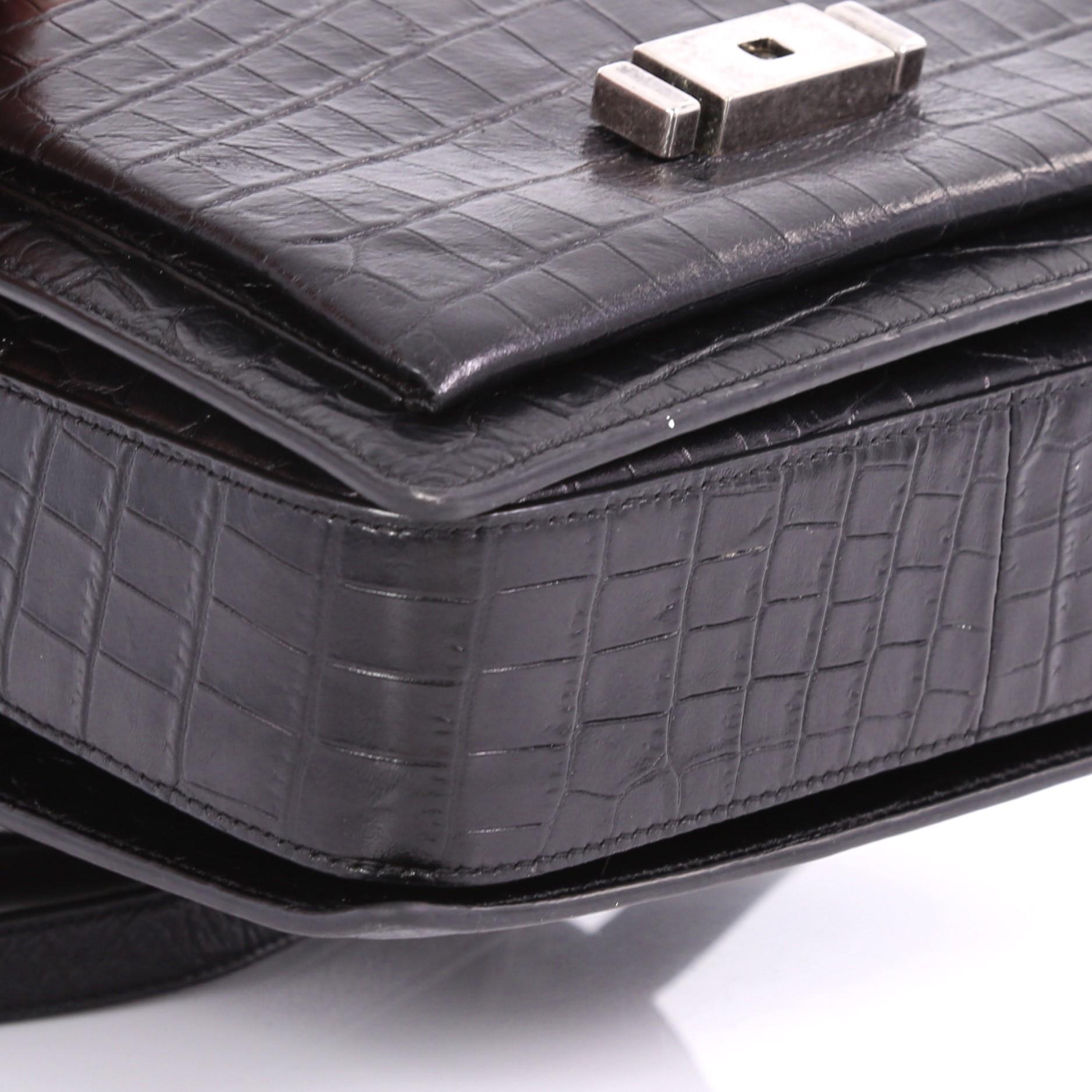 Saint Laurent Bellechasse Satchel Crocodile Embossed Leather Medium In Good Condition In NY, NY