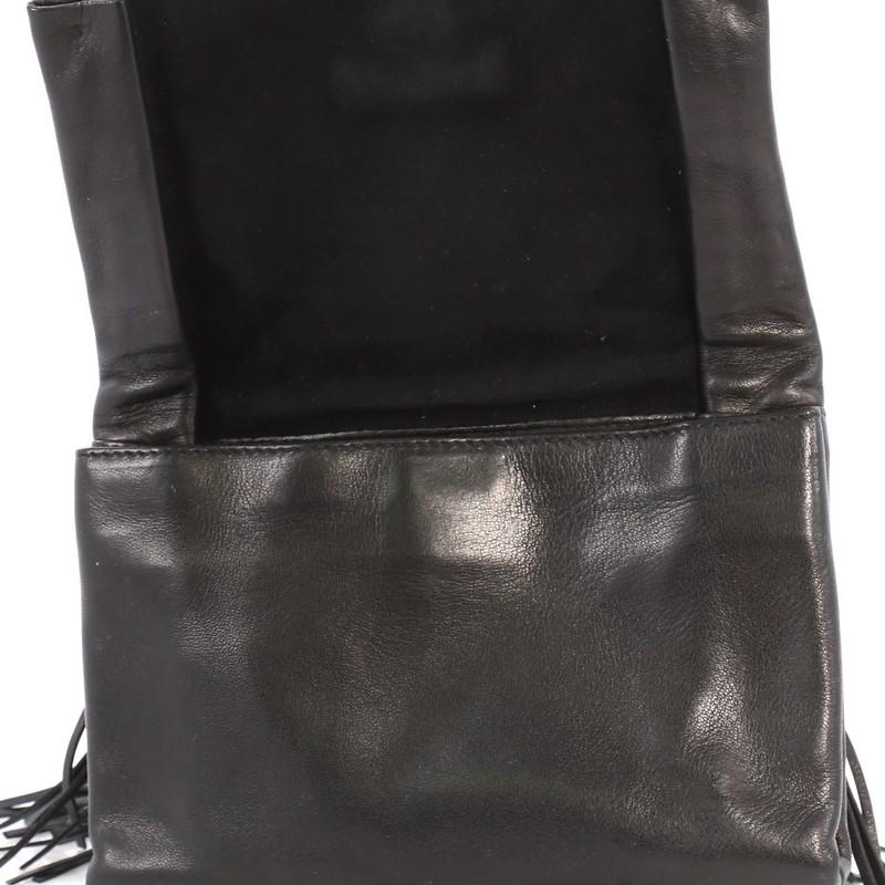 Black Prada Fringe Flap Shoulder Bag Nappa Leather Small