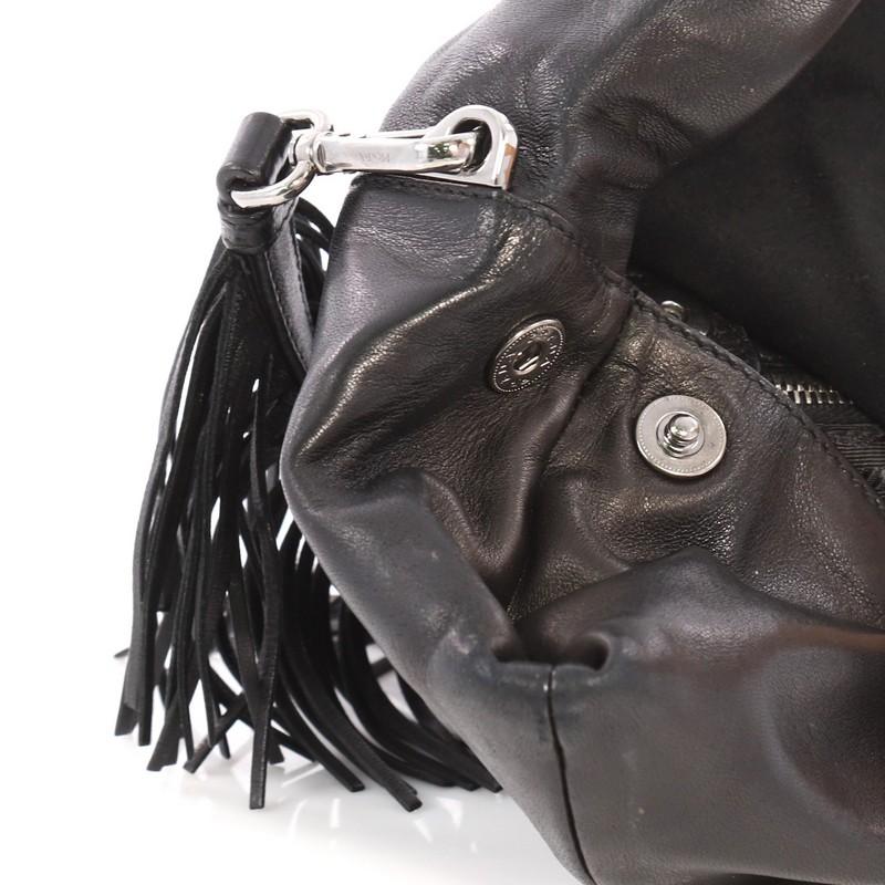 Prada Fringe Flap Shoulder Bag Nappa Leather Small In Good Condition In NY, NY