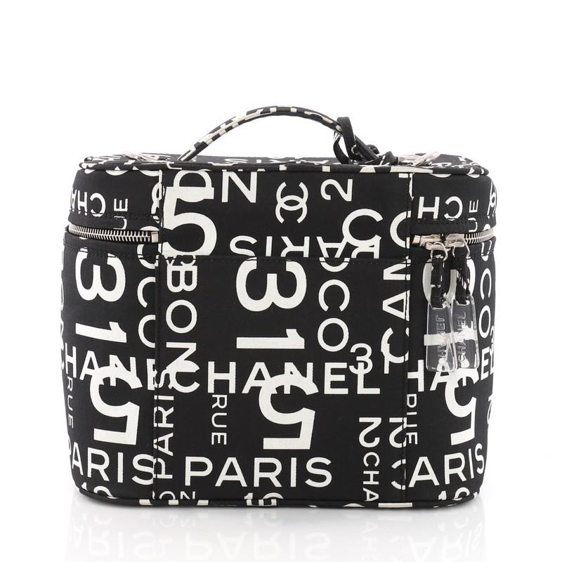 Black Chanel 31 Rue Cambon Vanity Case Printed Nylon Small