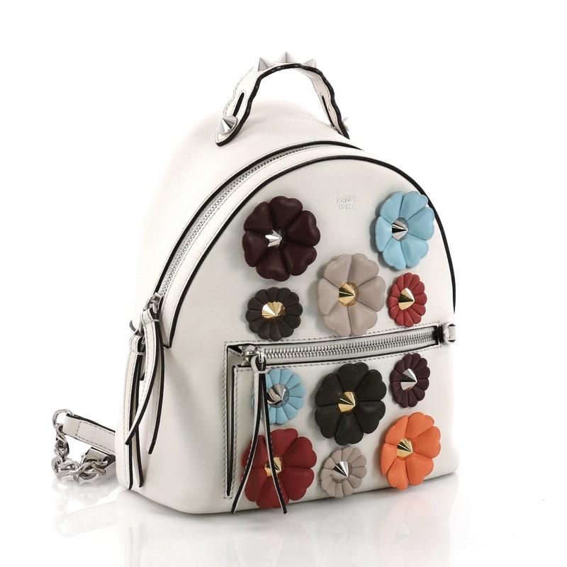 Gray Fendi By The Way Flowerland Backpack Embellished Leather Mini
