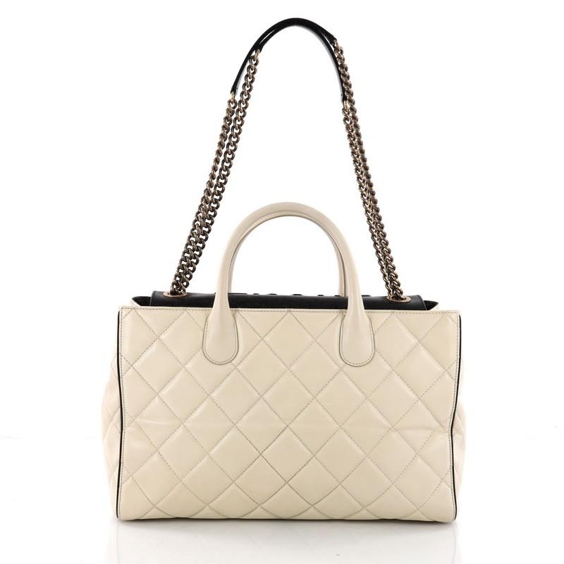 Chanel Portobello Logo Tote Quilted Lambskin Large In Good Condition In NY, NY