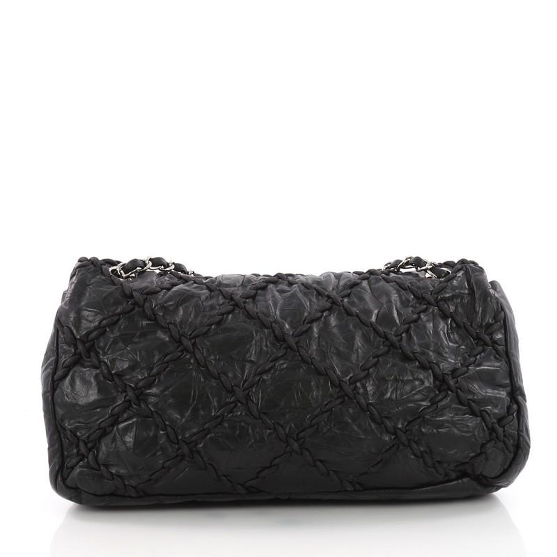 Black Chanel Ultra Stitch Flap Bag Quilted Calfskin Jumbo
