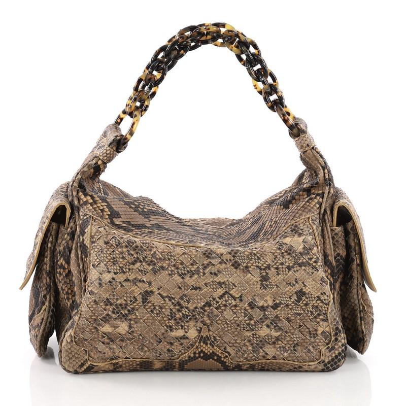 Bottega Veneta Cocker Hobo Intrecciato Python In Good Condition In NY, NY