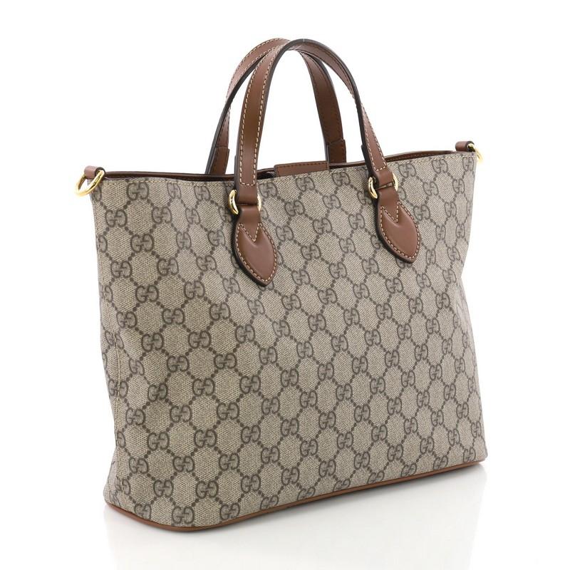 Brown Gucci Convertible Soft Tote GG Coated Canvas Small