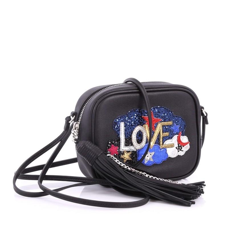 Black Saint Laurent Classic Monogram Blogger Crossbody Bag Patch Embellished Leather S