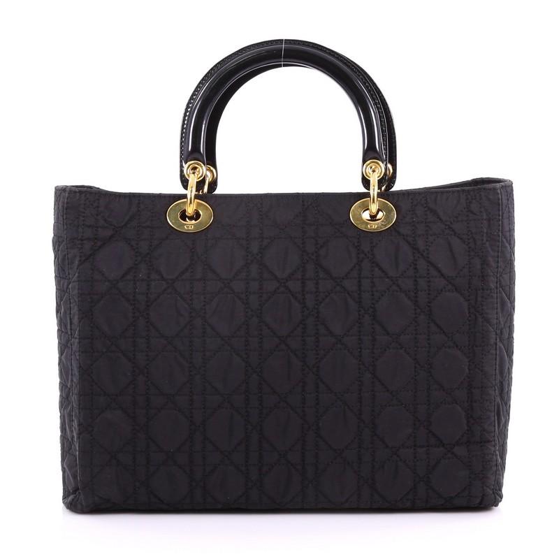 Christian Dior Lady Dior Handbag Cannage Quilt Nylon Large In Good Condition In NY, NY