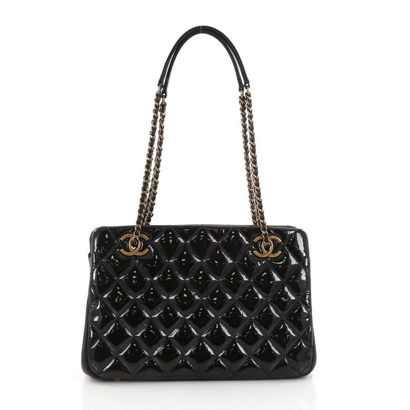 Chanel Eyelet Tote Quilted Patent Small In Good Condition In NY, NY