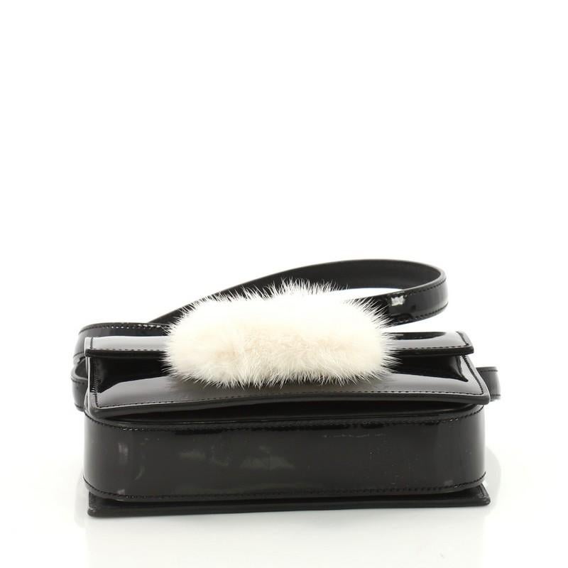 Saint Laurent Lulu Bunny Shoulder Bag Patent with Fur Sma In Good Condition In NY, NY