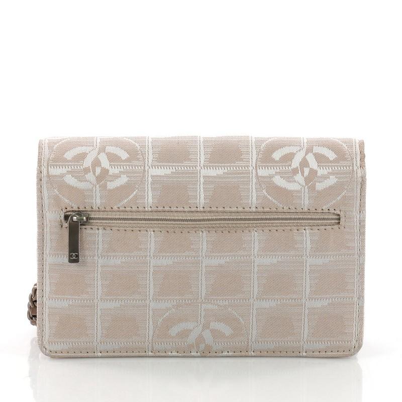 Gray Chanel Travel Line Wallet on Chain Quilted Nylon