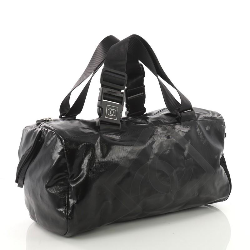 Black Chanel Sport Line Duffle Bag Coated Canvas Large