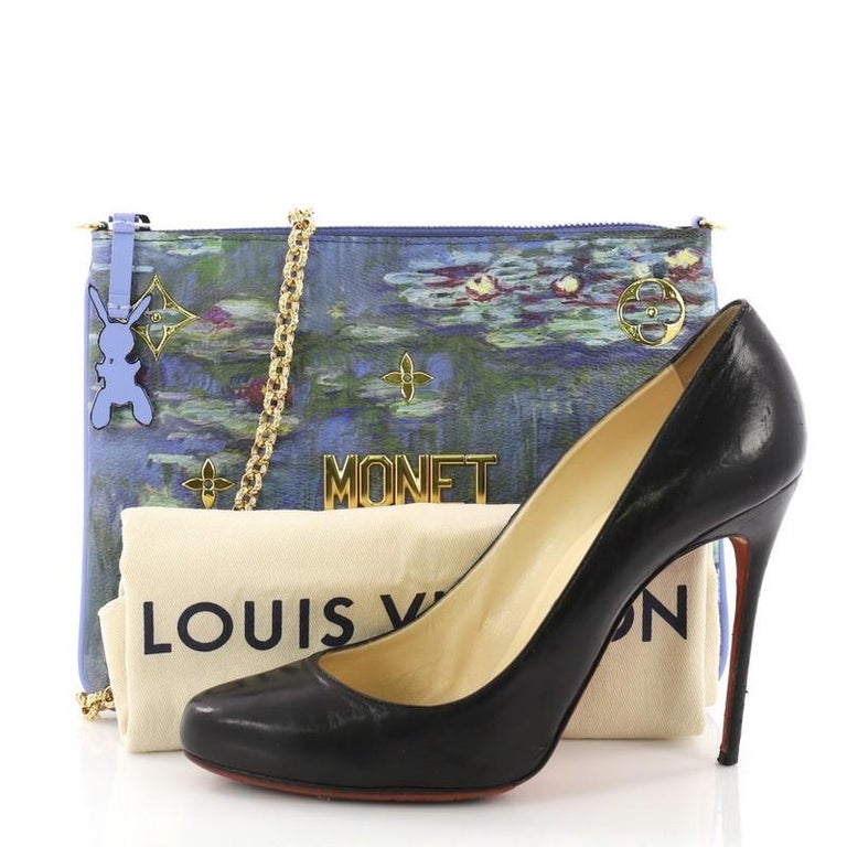 Louis Vuitton Montaigne Handbag Limited Edition Jeff Koons Monet Print  Canvas MM Blue 6025366