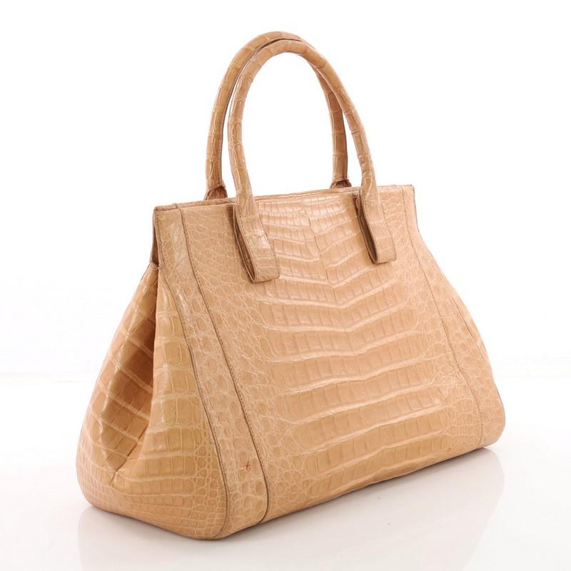 Beige Nancy Gonzalez Convertible Tote Crocodile Medium