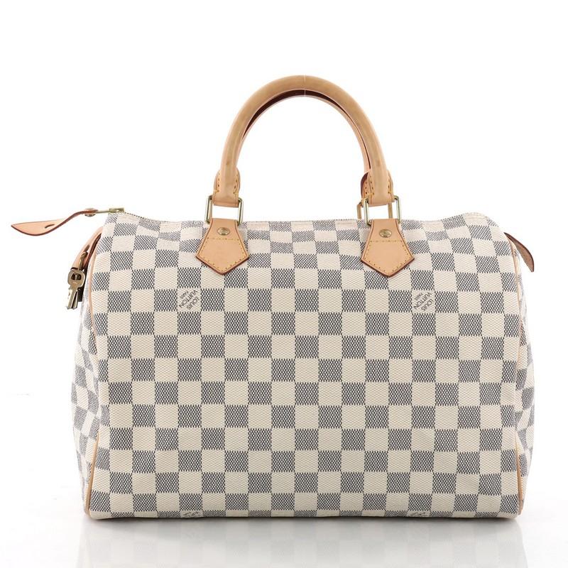 Beige Louis Vuitton Speedy Handbag Damier 30