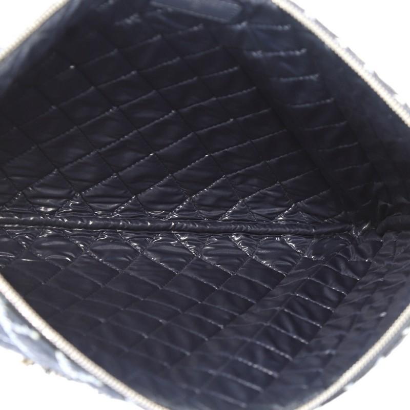 Chanel O Case Clutch Quilted Denim Large In Good Condition In NY, NY